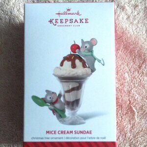 2014 Hallmark Mice Cream Sundae Ornament-Keepsake Ornament Club Member Exclusive